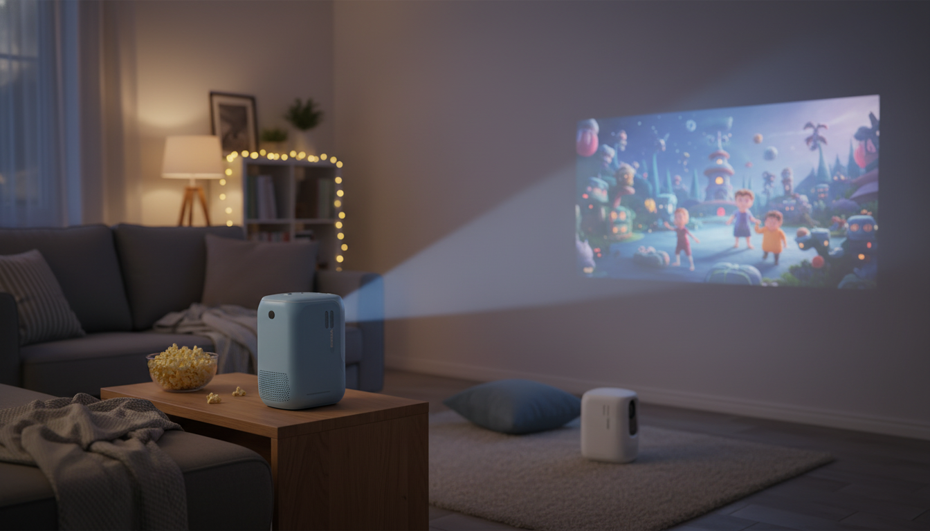Mini Full HD Portable Projector Setup for Movie Nights