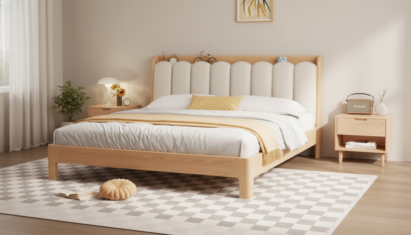 Minimalist Wood Floor Bed Frame: Raised Modern Queen