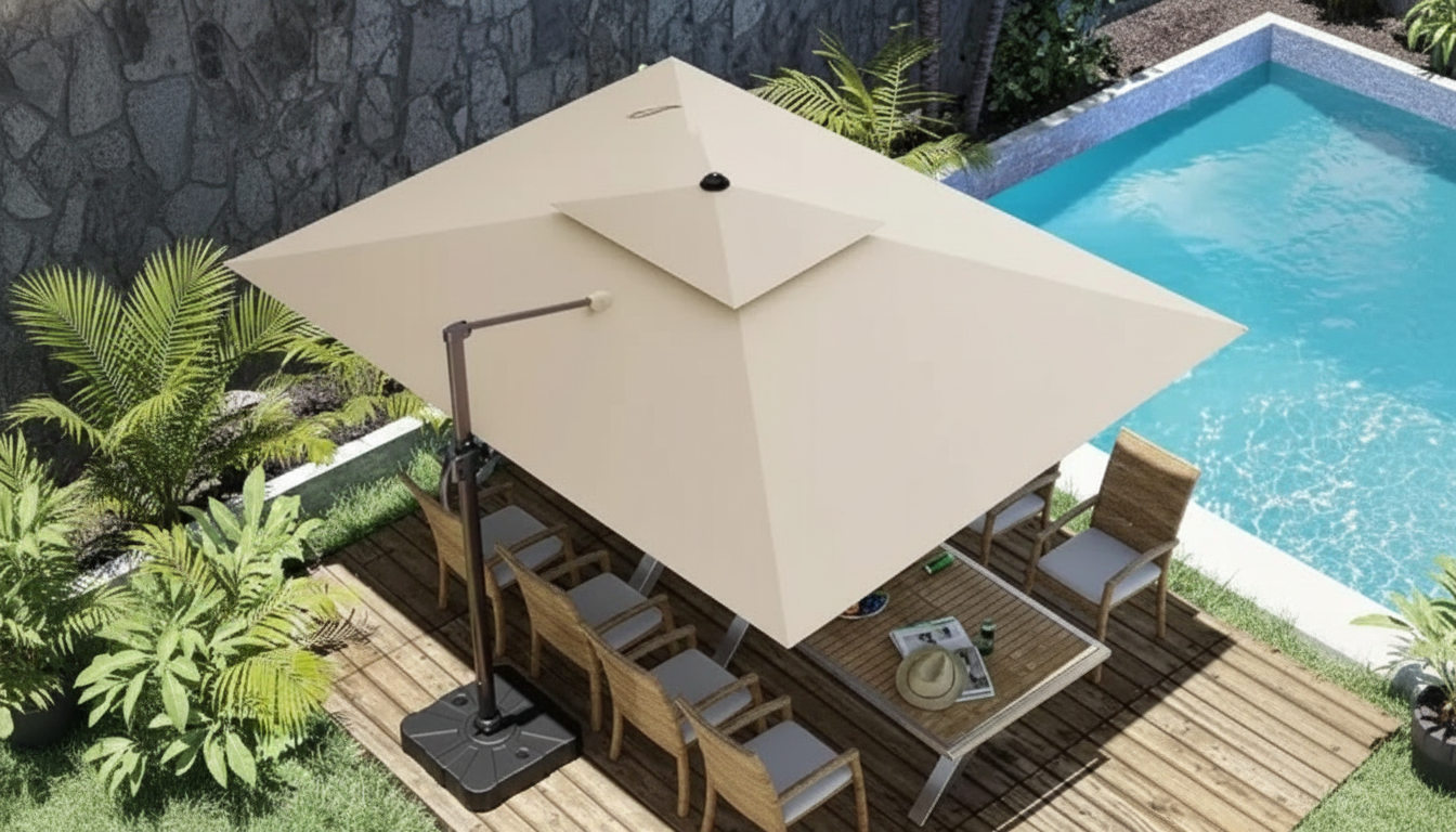 Rotating Offset Patio Umbrella for Pool & Deck Shade