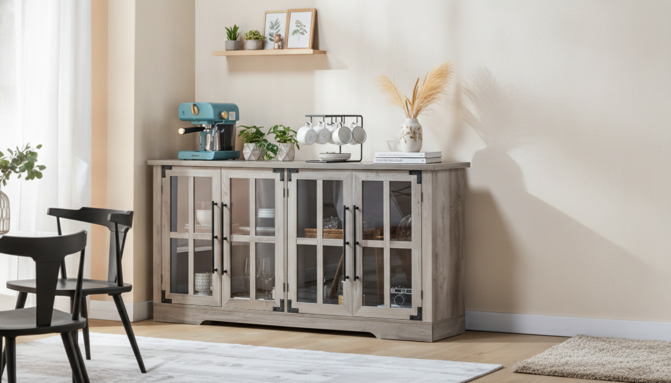 Glass-Door Buffet Sideboard: Storage, Display & Style