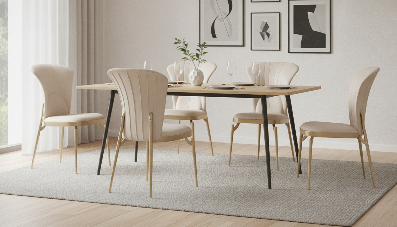Gold Metal Minimalist Dining Chair for Clean, Modern Rooms