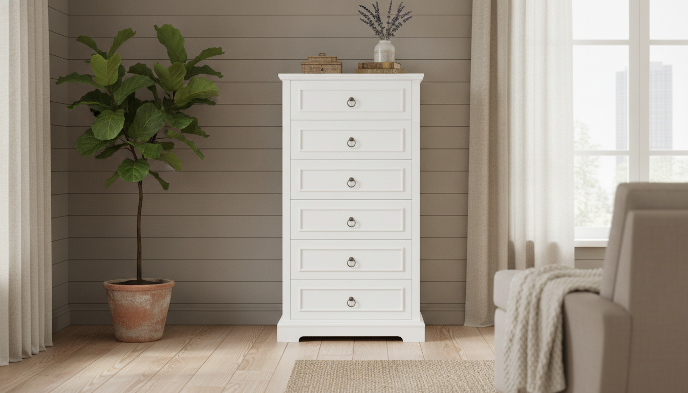 6-Drawer Tall Dresser: Modern Farmhouse Vertical Storage