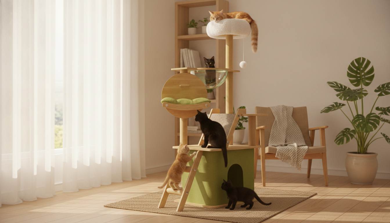 Multi-Level Cat Tree Tower Condo With Scratching Board