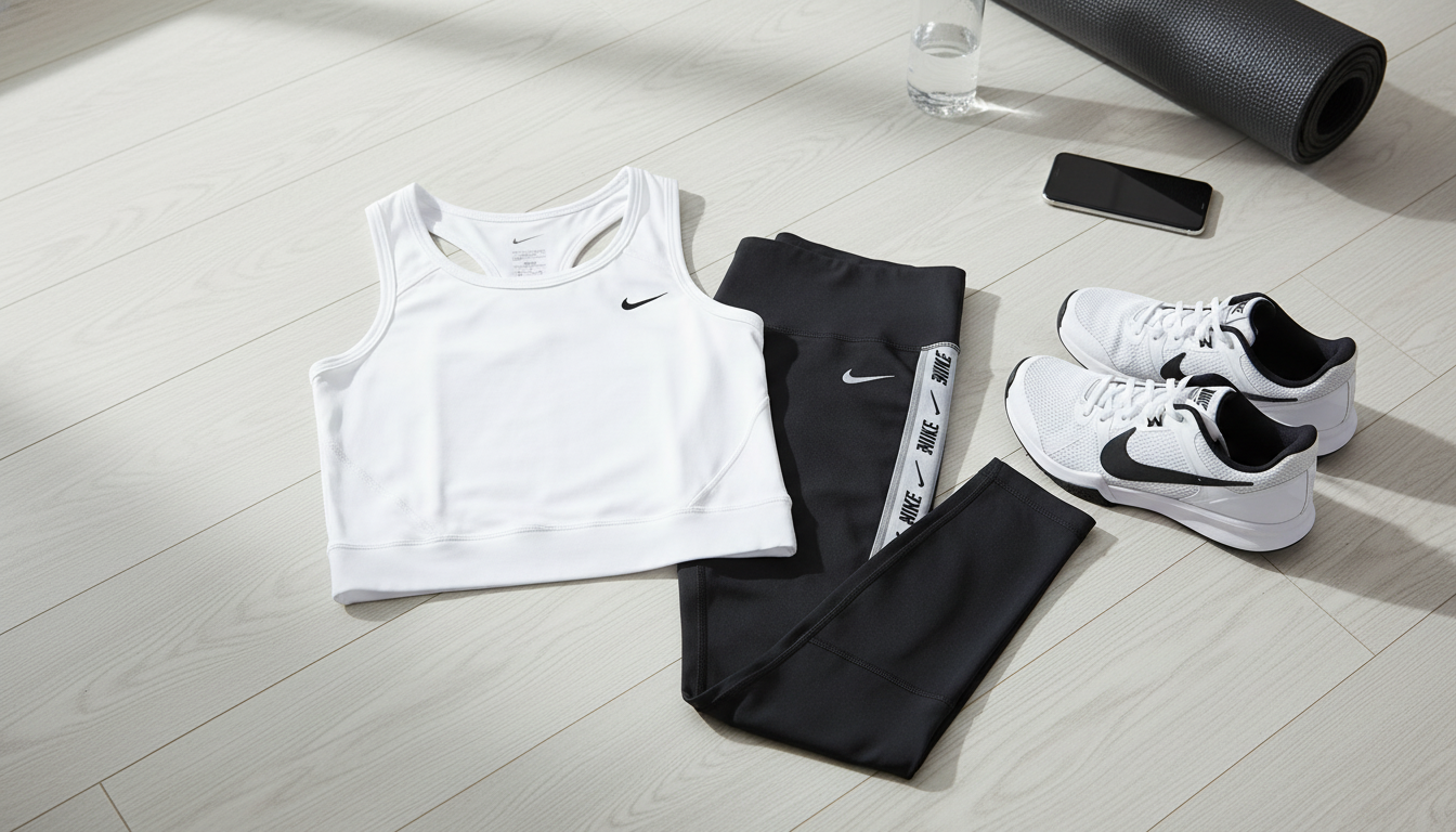 Nike Women’s White Print Sleeveless Top: Round Neck