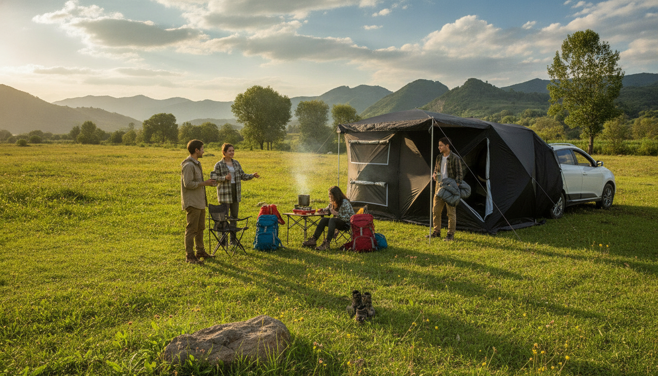 Pop-Up Car Rear Extension Tent: 6-Person Tailgate Space