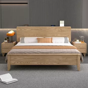 Hotel-Style Twin Bed: Luxury Comforter + Japanese Wood